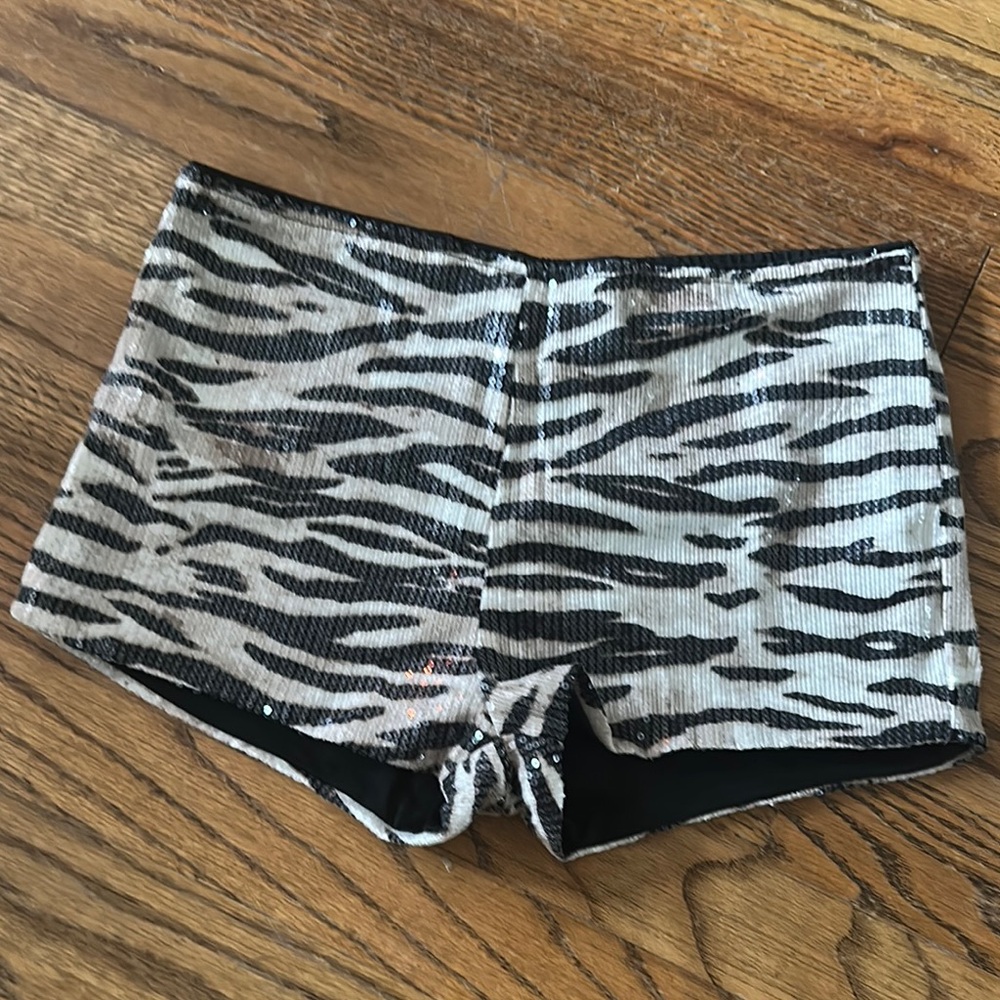 Zebra Print Sequin Micro Shorts
